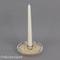 Dekobeispiel für den Glas Kerzenhalter für Spitzkerzen, Leuchterkerzen mit Raindrops ausdekoriert.