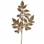 Kunstblume Blätterzweig mit Beeren in Champagner-Gold glitzernd, 35 cm.