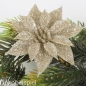 Kunstblume kleiner Weihnachtsstern mit Clip in Gold glitzernd, 80 mm.