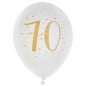 8er Pack Luftballons Geburtstag -70- in Weiß/Gold.