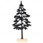 Deko Metall Tannenbaum in Schwarz auf Holzsockel, 31 cm.
