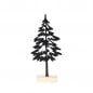 Deko Metall Tannenbaum in Schwarz auf Holzsockel, 22,5 cm.