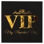 10er Pack Servietten VIP in Schwarz/Gold metallic, 33 x 33 cm.