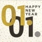 20er Pack Servietten Silvester, Neujahr, Zahlen in Schwarz/Gold, 33 x 33 cm.