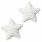 2 kleine Stoff Sterne in Weiß, 50 mm.