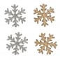 8 Holz Streudeko Winter Eiskristalle, Schneeflocken, zweiseitig in Silber/Hellbraun, 30 mm.