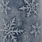 Stumpenkerze Elsa, Schneeflocke, Weihnachten in Blaugrau, 130 x 75 mm