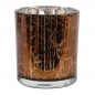 Teelichtglas Hirsche im Wald in Braun, innen silber verspiegelt, 80 mm