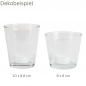 Großes Teelichtglas, konisch, 10 cm und 8 cm.