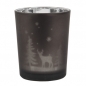 Teelichtglas Winterwald -Merry Christmas- in Dunkelgrau/Silber verspiegelt, 65 mm, inkl. Teelicht.