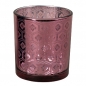 Teelichtglas, Windlicht Ornamente in Altrosa verspiegelt, 80 mm.