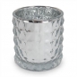 Teelichtglas Rautenmuster in Silber verspiegelt, 75 mm.