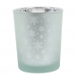 Teelichtglas Eiskristalle in Mintgrün/Silber verspiegelt, 65 mm, inkl. Teelicht.