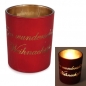 Teelichtglas -Ein wunderschönes Weihnachtsfest- in Rot/Gold verspiegelt, 75 mm.