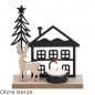 Teelichthalter Winterhaus mit Hirsch in Schwarz/Hellbraun, 15 cm.