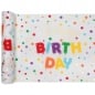 3 Meter Vlies Tischläufer Geburtstag -Happy Birthday-, bunt/Gold, 28 cm.