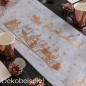 5 Meter Vlies Tischläufer Weihnachten, Fliegender Rentierschlitten in Weiß/Rosé-Gold, 30 cm.