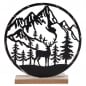 Metall Berglandschaft mit Hirsch und LED Beleuchtung, in Schwarz, 21 cm.