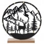 Metall Berglandschaft mit Hirsch und LED Beleuchtung, in Schwarz, 21 cm.