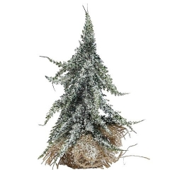 Tannenbaum mit Jutesack, Schnee und Glitzer, 23 cm