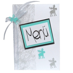 Menükarte zu Weihnachten in Perlweiß/Silber