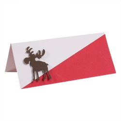 Tischkarten zu Weihnachten in Blütenweiß, Rot