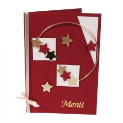 Menükarte zu Weihnachten in Weinrot