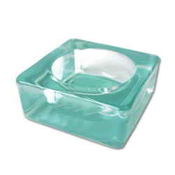 Teelichtglas eckig in Mintgrün