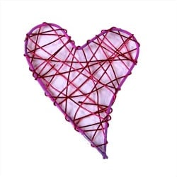 Draht Herz geschlossen in Fuchsia