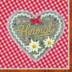 20er Pack Heimat Herz Rot Servietten, 33 x 33 cm