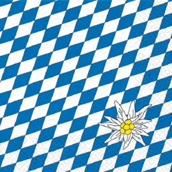 20er Pack Edelweiß Bayern Servietten, 33 x 33 cm