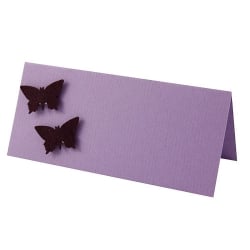 Tischkarte Geburtstag, Schmetterlinge in Flieder/Aubergine