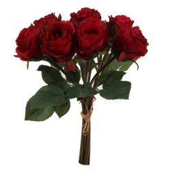 9er Bund Kunstblumen Rosen in Rot