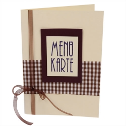 Menükarte Sommer, Karo in Creme/Aubergine