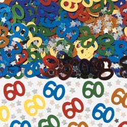 Zahlenkonfetti 60 mit Sternchen, bunt