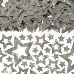 Konfetti Sterne in Silber, 8 - 40 mm
