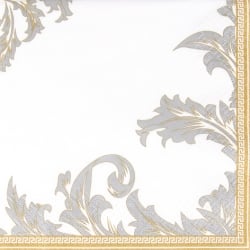 20er Pack Servietten Ornamentmotiv in Gold/Silber, 33 x 33 cm
