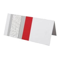 Tischkarte Silvester in Silber/Rot