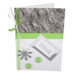 Menükarte Geburtstag in Silber-Hellgrün