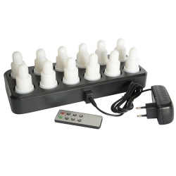 12er Set Duni LED Kerzen mit Fernbedienung und Ladestation