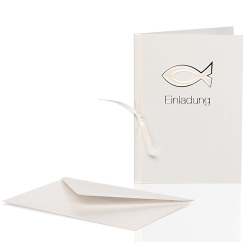 Einladungskarte Fisch in Creme Metallic