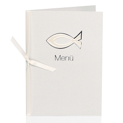Menükarte Fisch in Creme Metallic