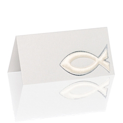 Tischkarte Fisch in Creme Metallic