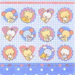 20er Pack Servietten Familie Kuscheltier in Hellblau, 33 x 33 cm