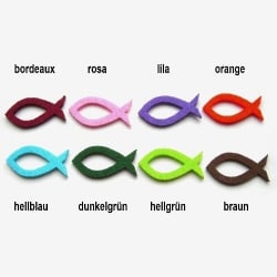 8 bunt gemischte Kommunion Fische aus Filz, 60 mm 8 bunt gemischte Kommunion Fische aus Filz, 60 mm