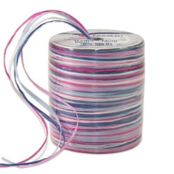 50 Meter 5-fach Bastband Raffia matt im Rosa-Blaumix