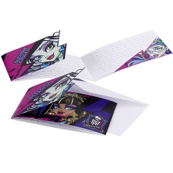 6er Pack Einladungskarten Monster High mit Umschlag