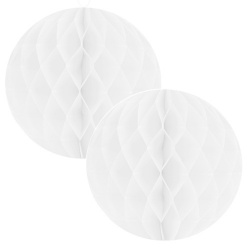 2er Set Wabenbälle in Weiß, 20 cm