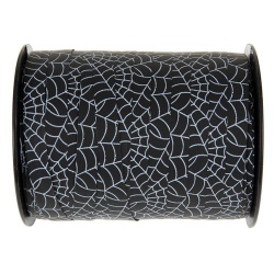 50 Meter Geschenkband Halloween Spinnennetz in Schwarz