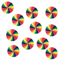 50er Pack Konfetti Kreise in Regenbogenfarben, beidseitig bedruckt